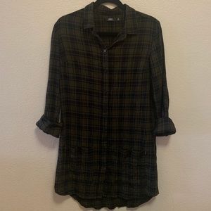 Obey Flannel print Shirt Dress size Medium